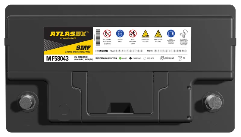 Ắc quy ATLASBX SMF Dynamic Power — Mặt trên